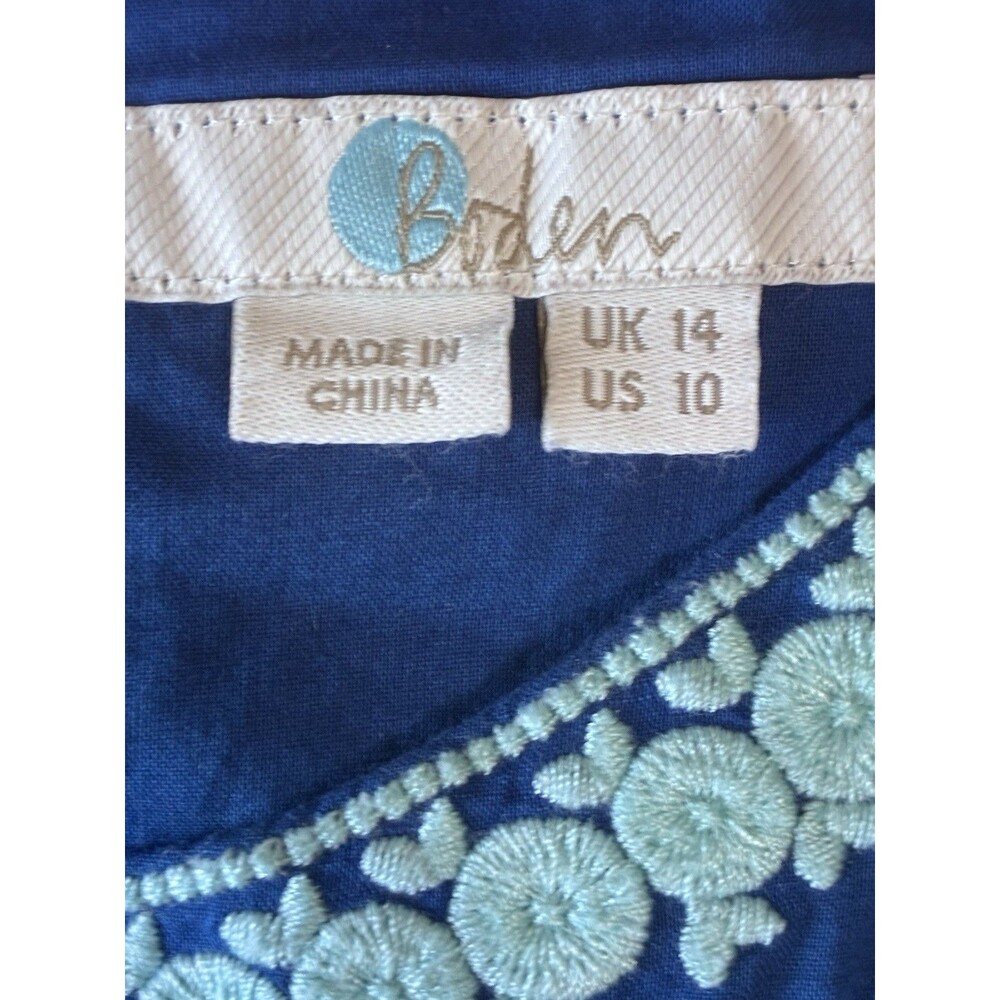 Boden Women’s Blue Embroidered Top Size 10 - Picture 6 of 6